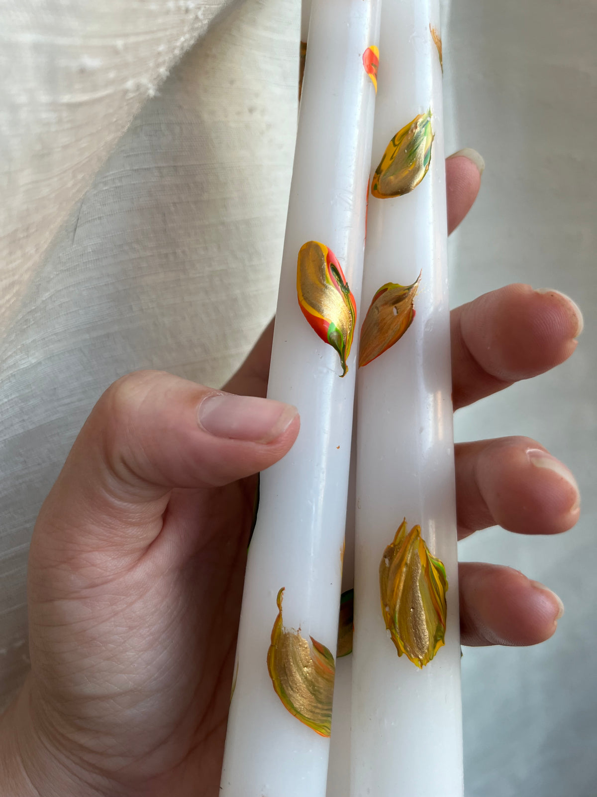 fall leaves taper candle