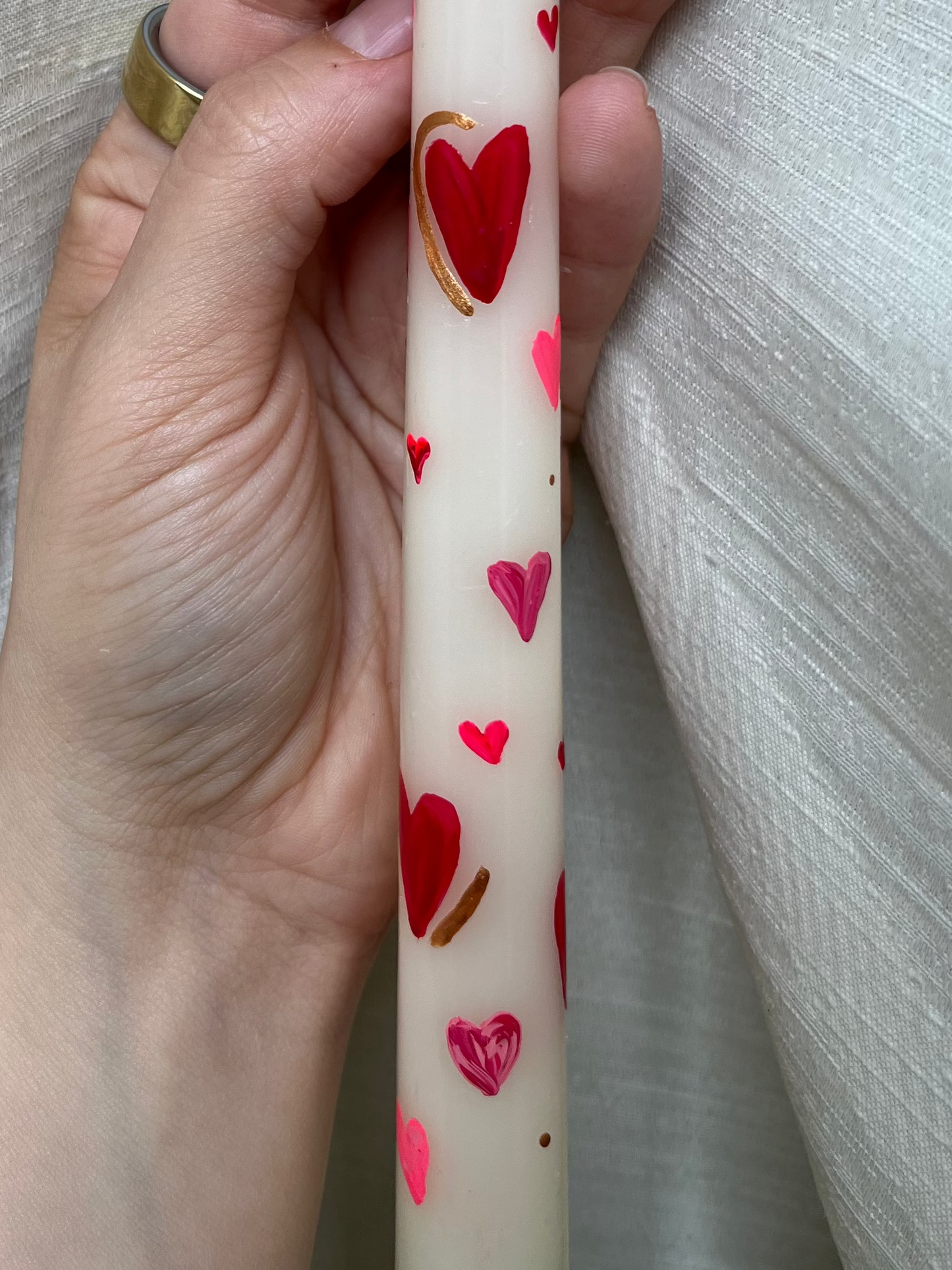 multi hearts taper candle