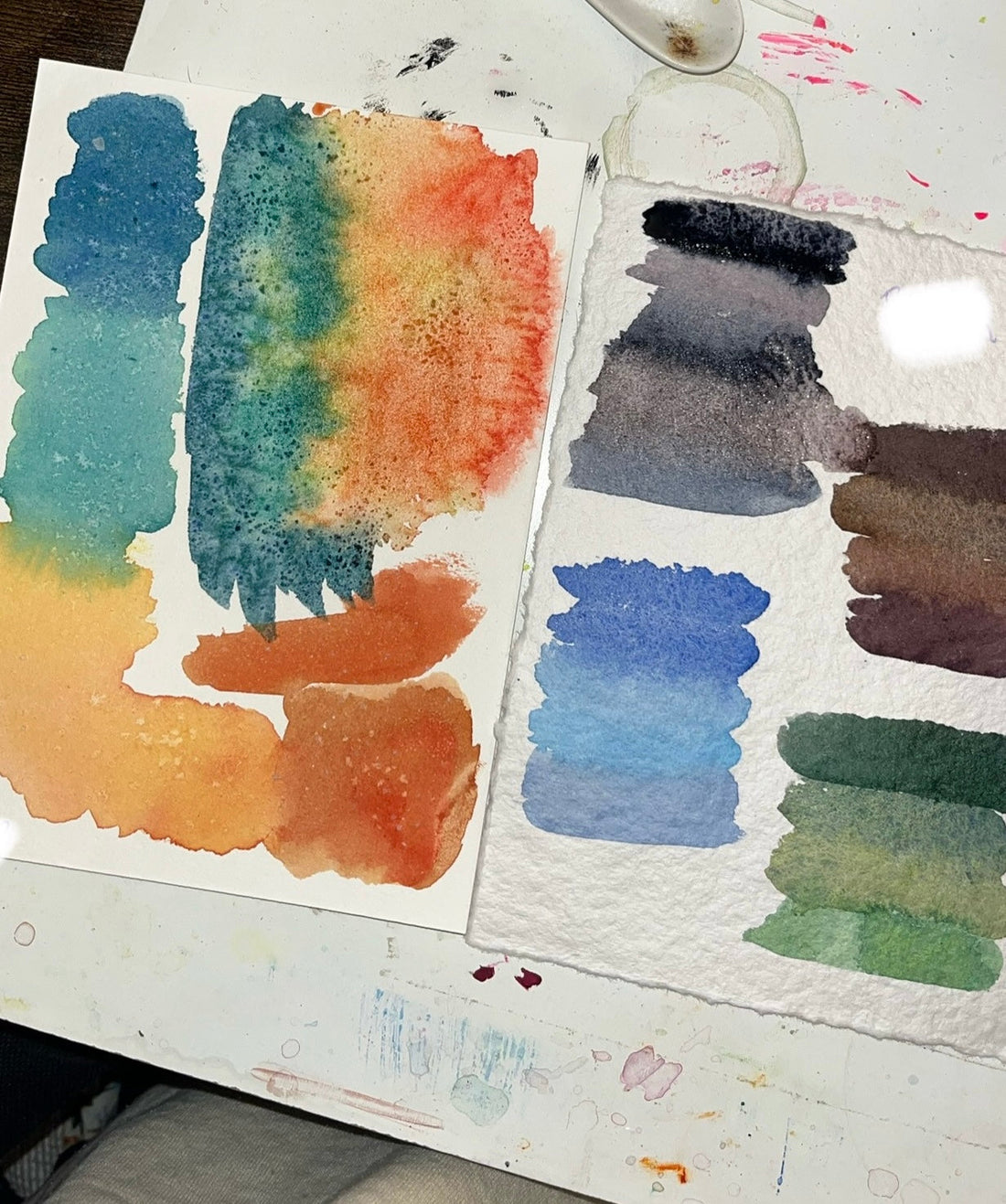 watercolor paint swatches in differing colors and shades