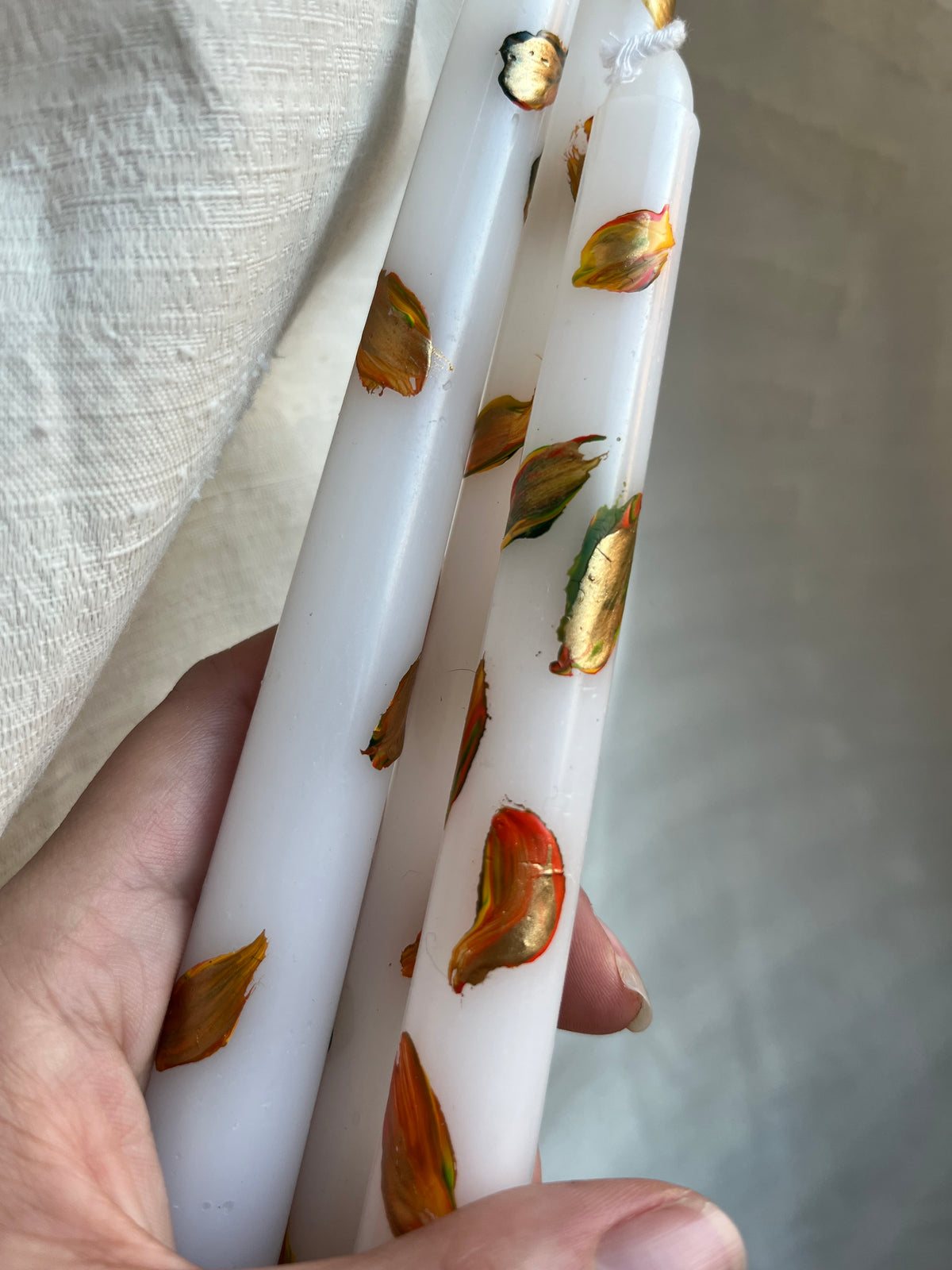 fall leaves taper candle
