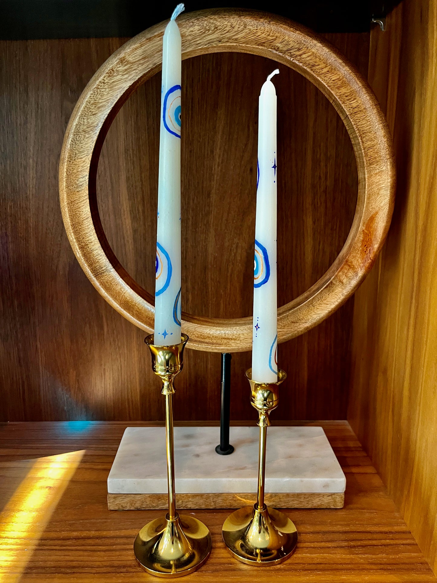 evil eye circle and starburst taper candle set