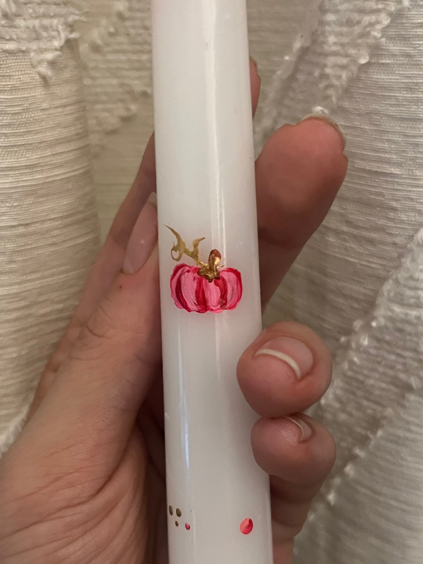 custom - pink pumpkins & bows taper candle set