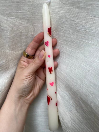 multi hearts taper candle