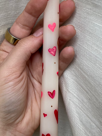 multi hearts taper candle