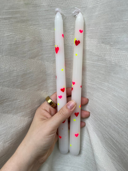 neon heart taper candle (SET)