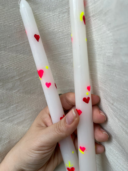 neon heart taper candle (SET)