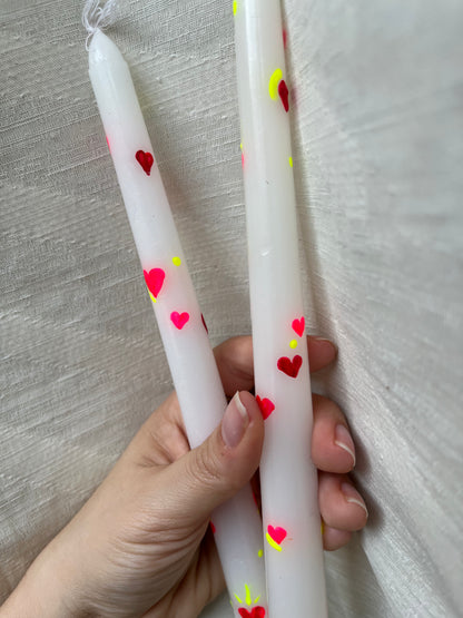 neon heart taper candle (SET)