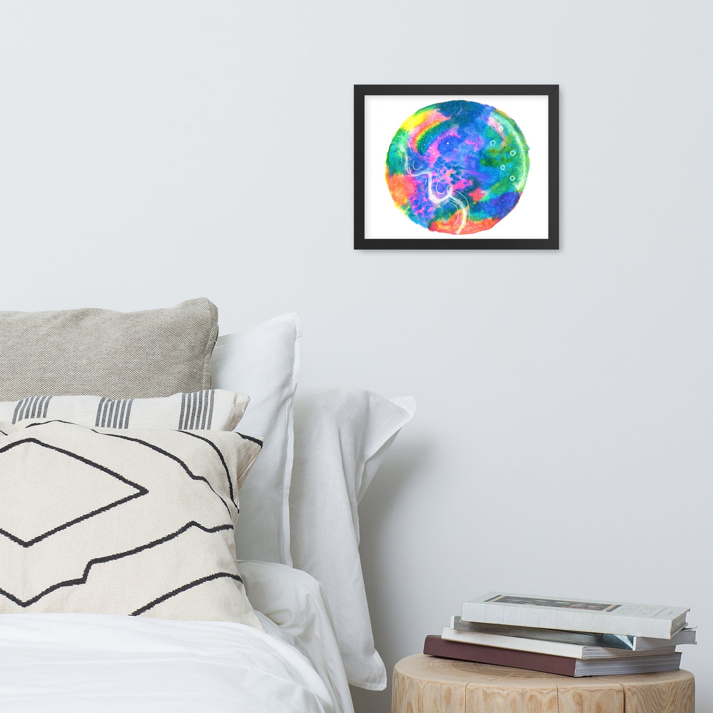 Neon Doodles - Framed Art Print - Abstract Watercolor Matte Art Print - Made to Order