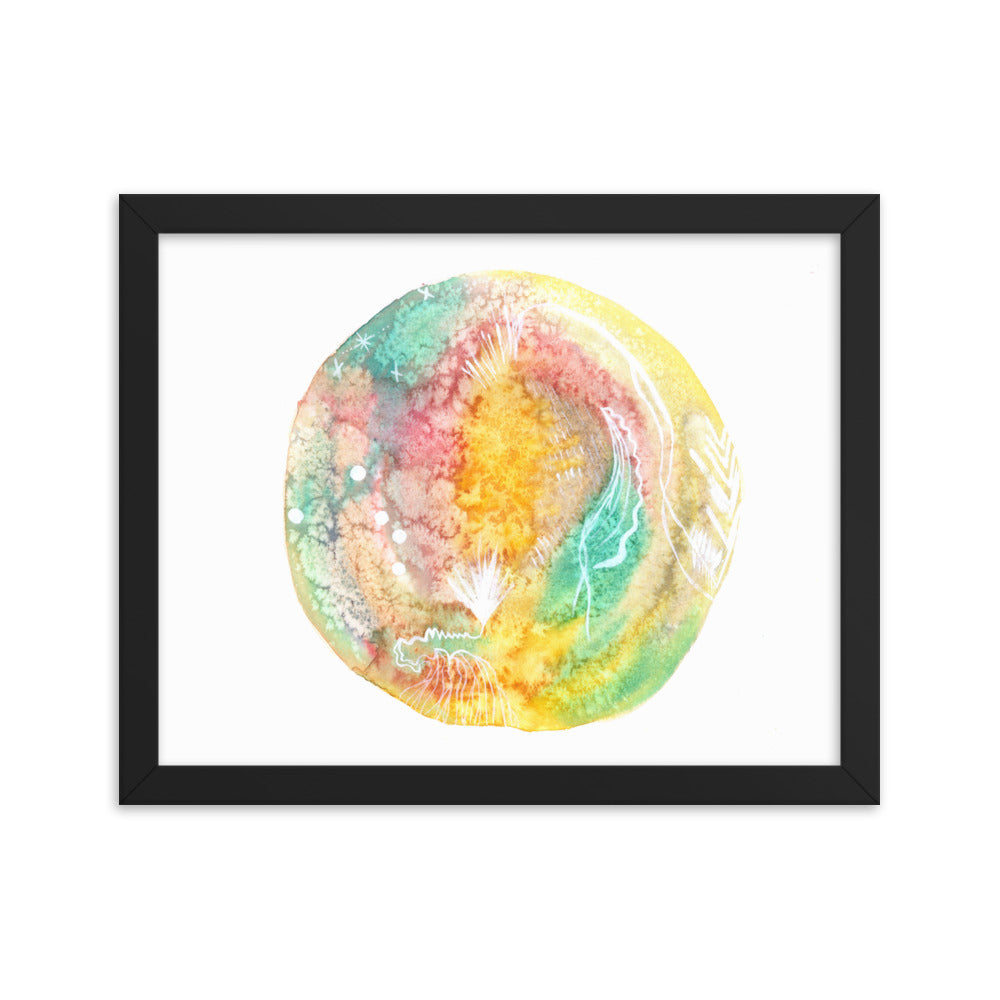 Sherbet Doodles - Framed Art Print - Abstract Watercolor Matte Art Print - Made to Order