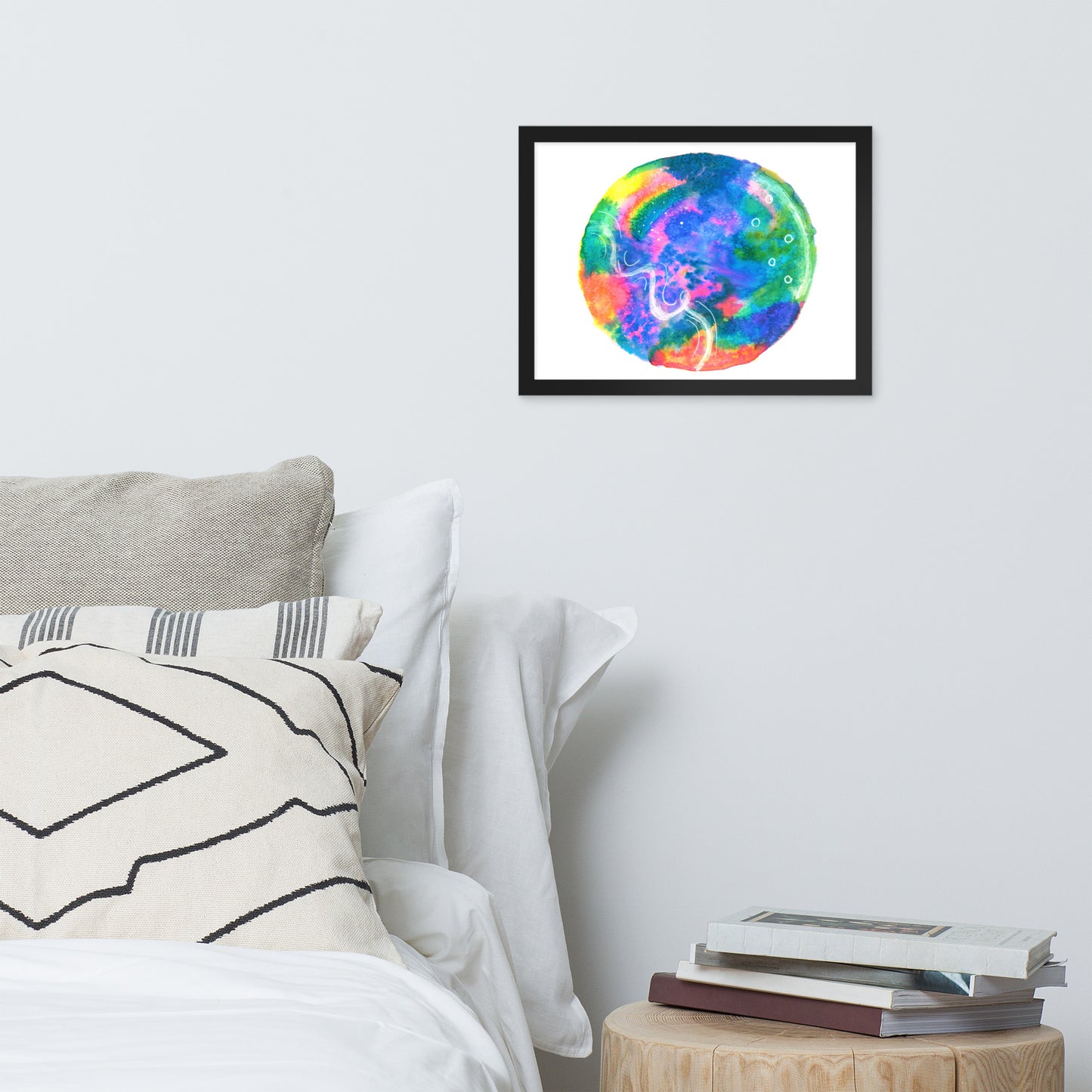 Neon Doodles - Framed Art Print - Abstract Watercolor Matte Art Print - Made to Order