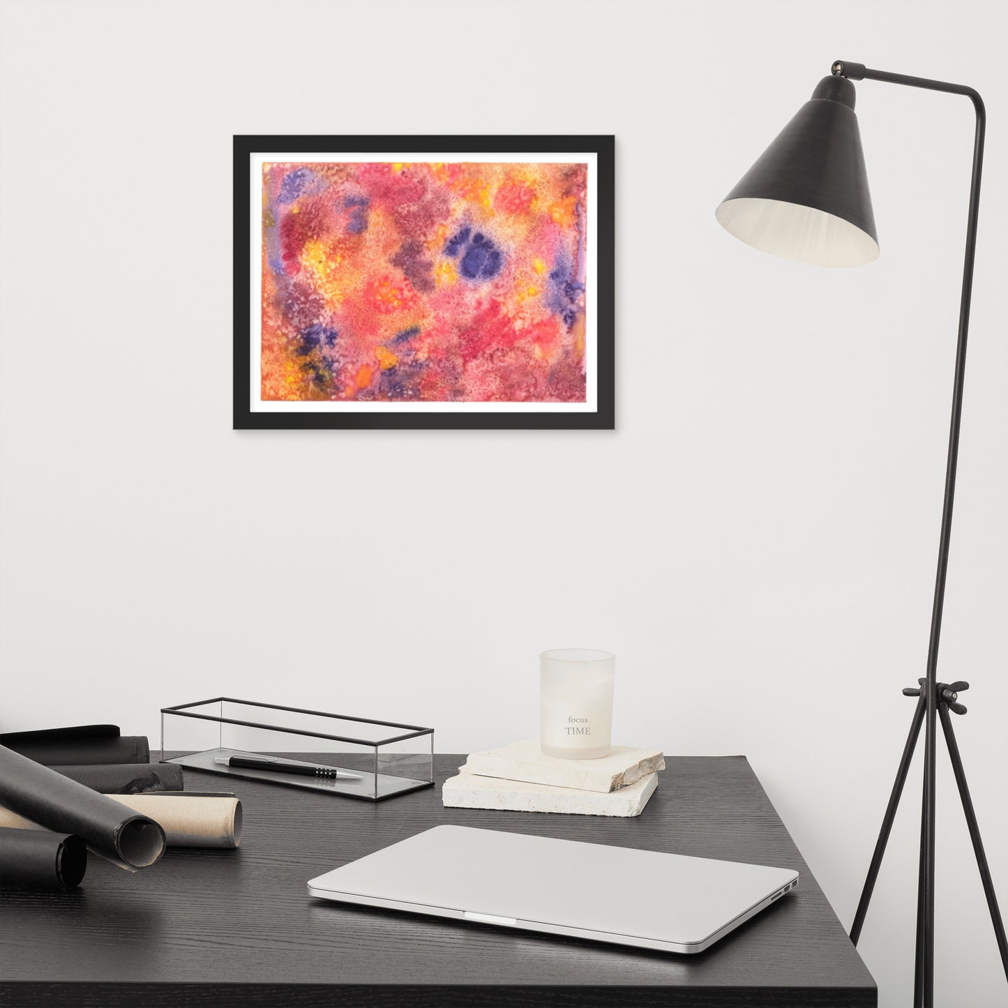 Speckled Pink - Framed Art Print - Abstract Watercolor Matte Art Print - Made to Order