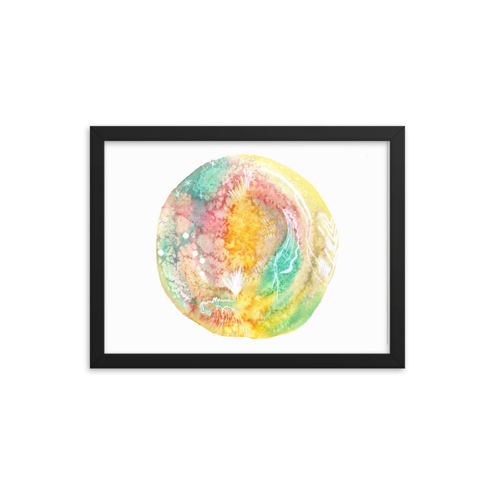 Sherbet Doodles - Framed Art Print - Abstract Watercolor Matte Art Print - Made to Order