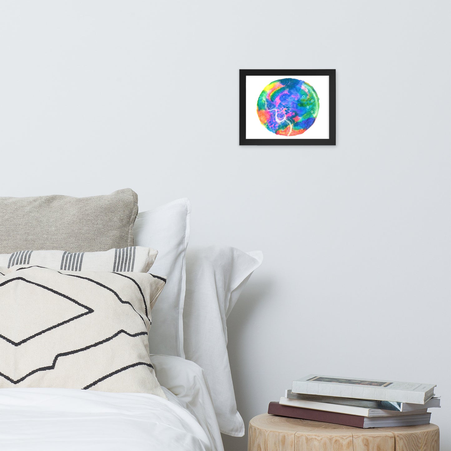 Neon Doodles - Framed Art Print - Abstract Watercolor Matte Art Print - Made to Order