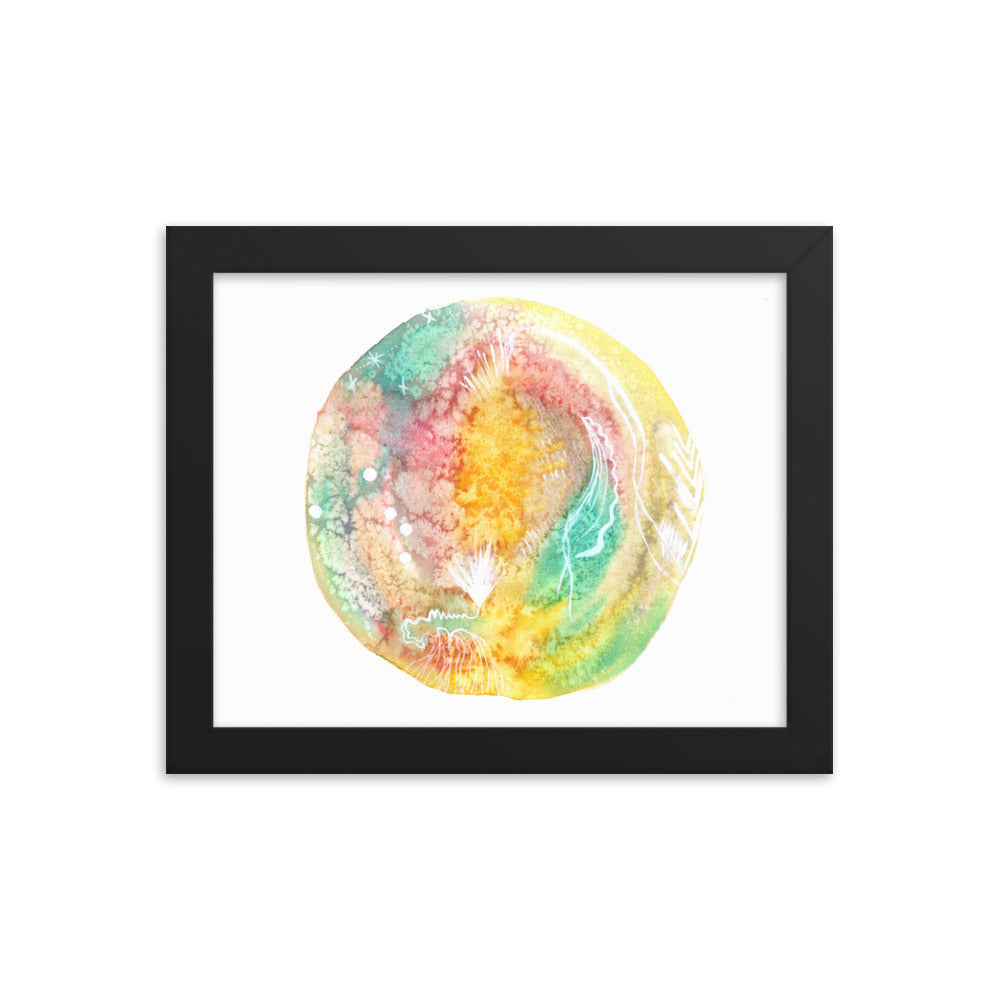 Sherbet Doodles - Framed Art Print - Abstract Watercolor Matte Art Print - Made to Order