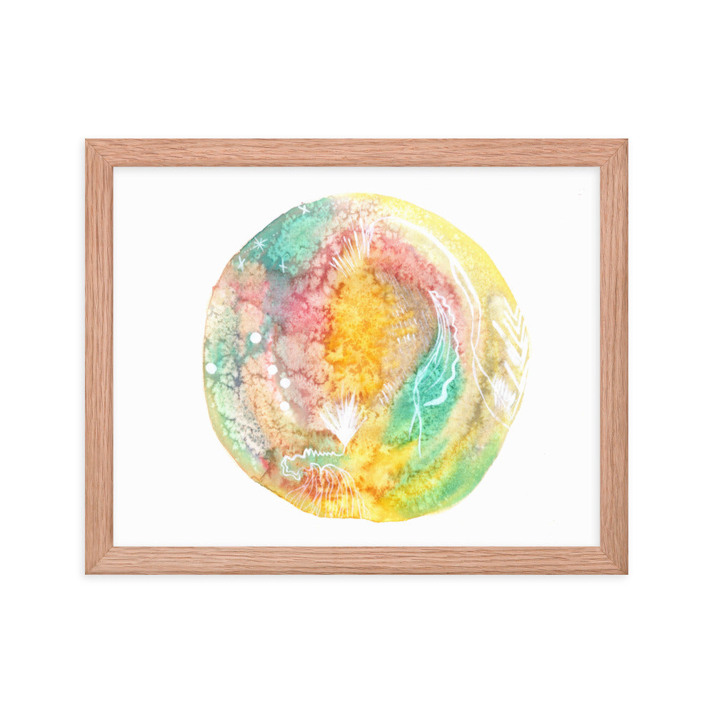 Sherbet Doodles - Framed Art Print - Abstract Watercolor Matte Art Print - Made to Order