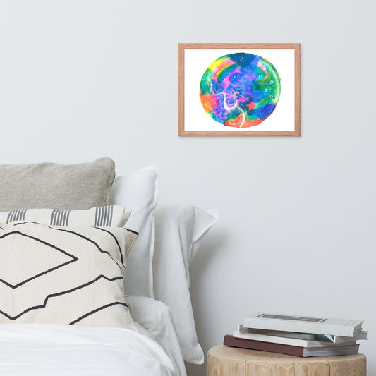 Neon Doodles - Framed Art Print - Abstract Watercolor Matte Art Print - Made to Order