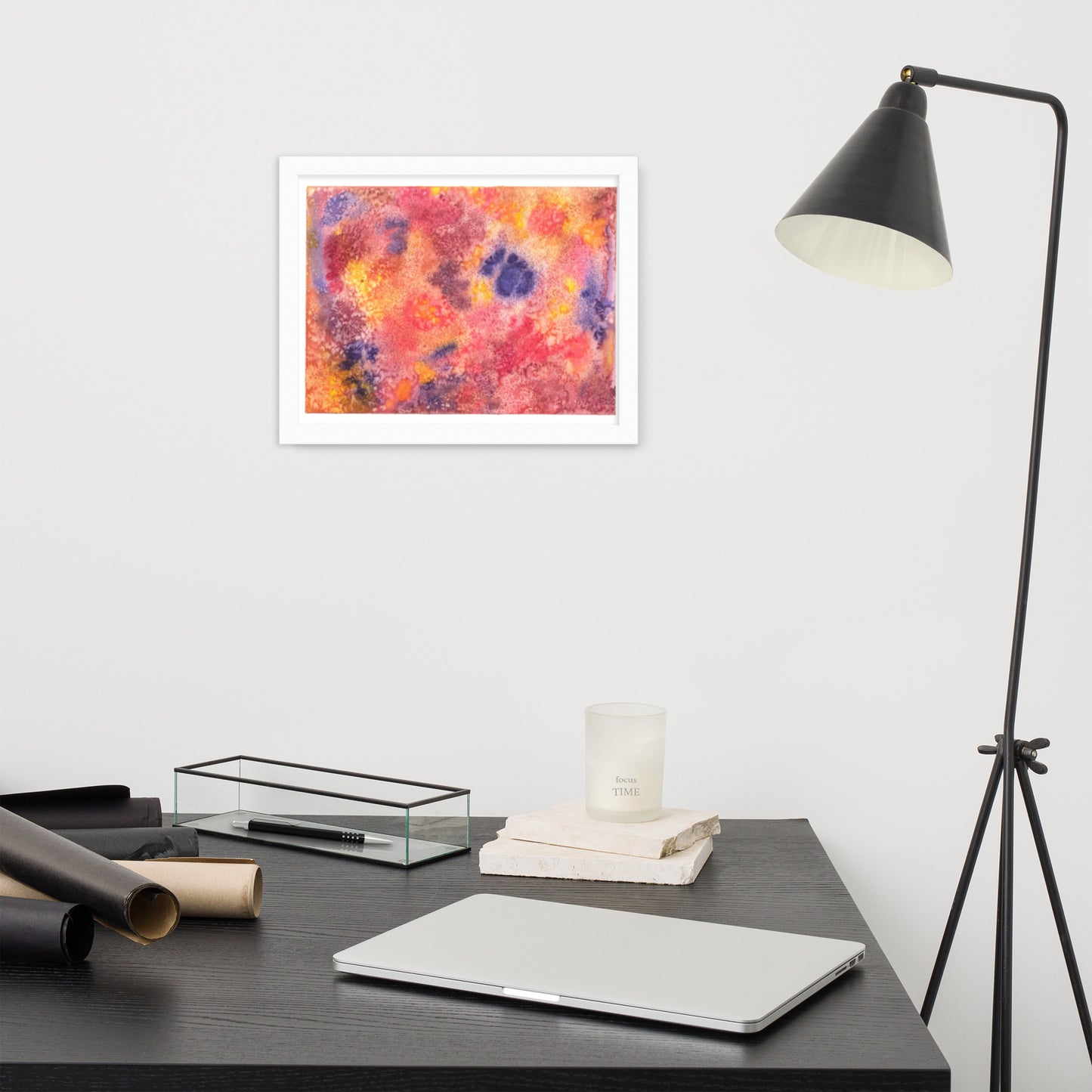 Speckled Pink - Framed Art Print - Abstract Watercolor Matte Art Print - Made to Order