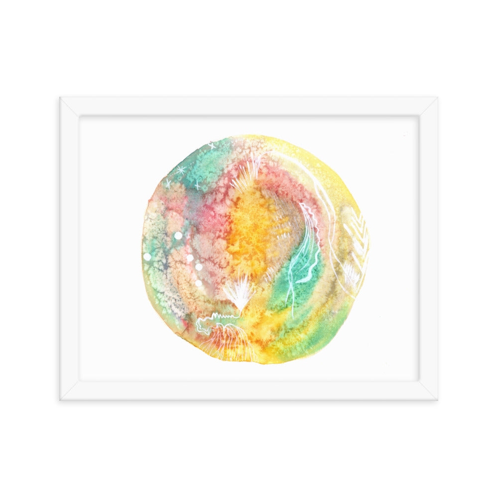 Sherbet Doodles - Framed Art Print - Abstract Watercolor Matte Art Print - Made to Order