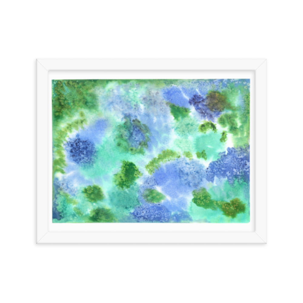 Fluffy Puffs - Framed Art Print - Abstract Watercolor Matte Art Print - Made to Order