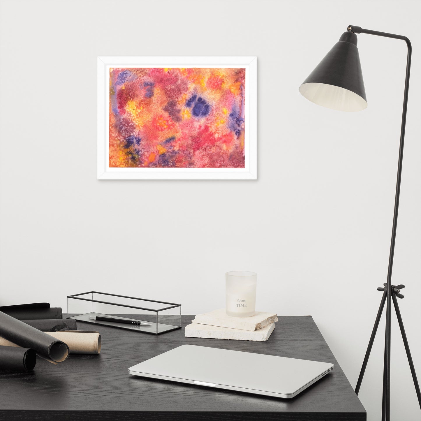 Speckled Pink - Framed Art Print - Abstract Watercolor Matte Art Print - Made to Order