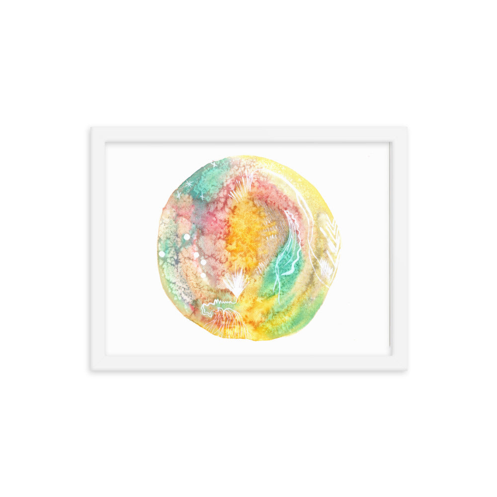 Sherbet Doodles - Framed Art Print - Abstract Watercolor Matte Art Print - Made to Order