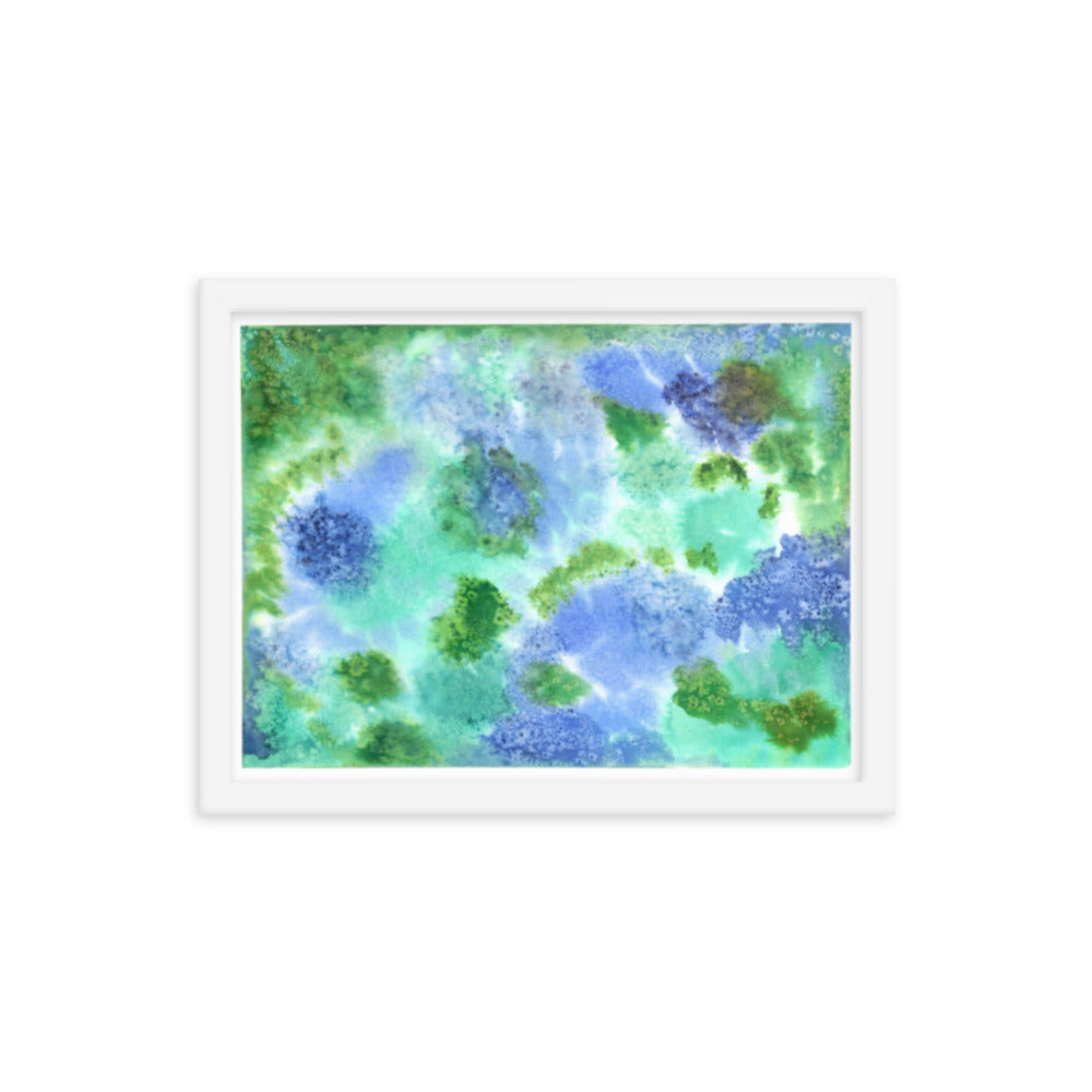 Fluffy Puffs - Framed Art Print - Abstract Watercolor Matte Art Print - Made to Order