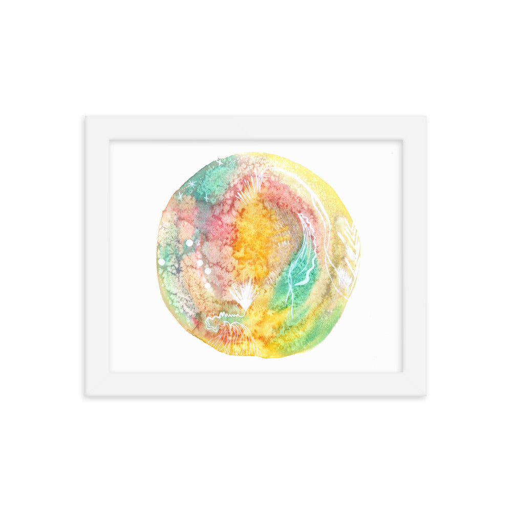 Sherbet Doodles - Framed Art Print - Abstract Watercolor Matte Art Print - Made to Order