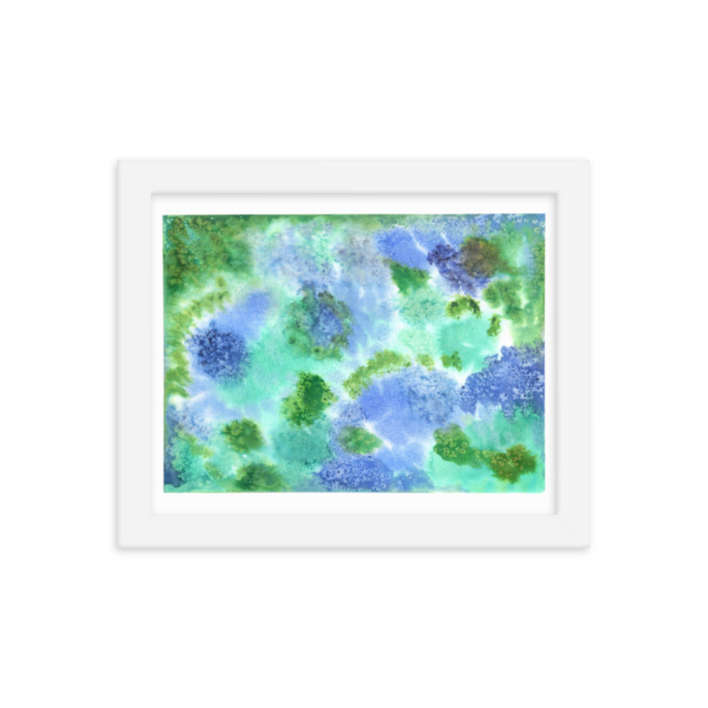 Fluffy Puffs - Framed Art Print - Abstract Watercolor Matte Art Print - Made to Order